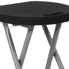 Flash Furniture Foldable Stool with Black Plastic Seat & Titanium Grey Frame-Textured Black Seat reduces slipping