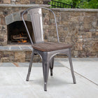 Flash Furniture Clear Coated Metal Stackable Chair with Wood Seat-Cross Brace under seat provides extra stability