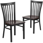 Flash Furniture HERCULES Series Black School House Back Metal Restaurant Chair - Walnut Wood Seat - 2 Pack-School House Back Design