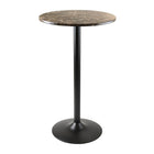 Winsome Cora Bar Height Round Pub Table, Faux Marble Top, Black Base-Metal Post and Base. Base footprint 17.72" diameter