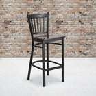 Flash Furniture HERCULES Series Black Vertical Back Metal Restaurant Barstool - Walnut Wood Seat-.625'' Thick Plywood Seat