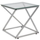 Flash Furniture Park Avenue Collection Glass End Table with Contemporary Steel Design-Clear Tempered Glass Surface