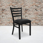Flash Furniture HERCULES Series Black Ladder Back Metal Restaurant Chair - Black Vinyl Seat - 2 Pack-18 Gauge Steel Frame