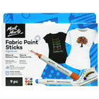 Mont Marte Fabric Paint Sticks - 9 Assorted Colours-Ideal for hand-drawing designs onto a range of materials