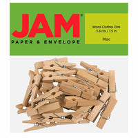 JAM Paper Wood Clip 1.5" Clothespins - Natural - 30 Pack-Color: Natural