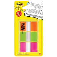 Post-it Flags, 1", Lime/Orange/Pink, 60 Flags/Pack-Use flags to mark, tab or highlight important pages