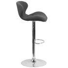 Tabouret de bar contemporain à hauteur réglable en tissu charbon avec dossier courbé et base en chrome-Rembourrage en tissu noir