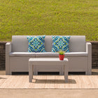 Flash Furniture Light Grey Faux Rattan Sofa with All-Weather Light Grey Cushions-Deep Seat Comfort