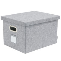 Bankers Box Collapsible Fabric Storage Box with Lid - Gray Hanging File Box with Handle - Letter/Legal - 15” x 12” x 10”-Stylish, colorful, and strong for a variety of applications