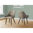 Monarch Specialties 1188 Dining Chair - Taupe Fabric/Black Metal - 2 Pack-Tapered metal legs in a black finish
