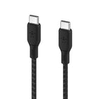 Belkin BoostCharge USB-C 100W Double Braided Cable - 6.6' - Black-This USB-C to USB-C cord is available in black or white and designed for lasting use, with a durable anodized aluminum cable head and double-braided nylon cable design that's been tested to survive over 25,000 bends and 10,000 plug-ins.