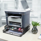 ShoppingAll Mesh Metal Monitor Stand Riser and Desk Organizer with Drawers - Black-6