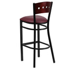 Flash Furniture HERCULES Black 4 Square Back Metal Restaurant Barstool - Mahogany Wood Back & Burgundy Vinyl Seat - 2 Pack-2.5" Thick Foam Padded Seat