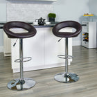Flash Furniture 21 1/2" x 21 1/2" Vinyl Round Back Adjustable Bar Stool W/Chrome Base, Brown, 2 Pack-Swivel Seat