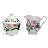 Roy Kirkham David Austin English Rose Sugar Bowl with Lid & Creamer Set-Creamer and Suger Set