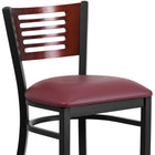 Flash Furniture HERCULES Series Black Slat Back Metal Restaurant Barstool - Mahogany Wood Back - Burgundy Vinyl Seat-2.5'' Thick Foam Padded Seat