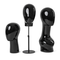 Can-Bramar RP Unisex Abstract Fibreglass Head Forms Set - Glossy Black - 3 Pack-Ideal for display a variety of accessories including, wigs, hats, headbands, hair wraps, scarves, necklaces and much more