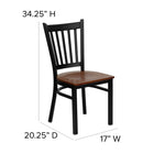 Flash Furniture – Chaise de restaurant en acier à traverses verticales, noir, siège en cerisier, 2/bte (XUDG6Q2BVRTCHYW)-Cadre en acier de calibre 18