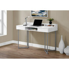 Monarch Specialties 7361 48" Computer Desk - White/Silver Metal-3 open cubbies with top shelf for easy access to office essentials
