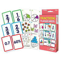 Junior Learning Fraction Flash Cards for grades 2-6 (JRL212)-Math, fraction flash cards: geometric fractions, visual fractions and word problems
