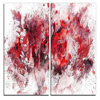 Designart Red Purple Flowers Canvas Art Print, 40"W x 40"H, 2 Panels, (PT3414-4-40-40)-Print