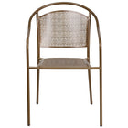 Flash Furniture Gold Indoor-Outdoor Steel Patio Arm Chair with Round Back-Stackable Patio Chair