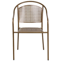 Flash Furniture Gold Indoor-Outdoor Steel Patio Arm Chair with Round Back-Stackable Patio Chair