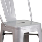 Flash Furniture Commercial Grade 30" High Silver Metal Indoor-Outdoor Barstool with Back-Silver Powder Coated Frame Finish