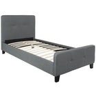 Flash Furniture Tribeca Twin Size Tufted Upholstered Platform Bed - Dark Grey Fabric-Panel Headboard