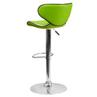 Flash Furniture Contemporary Cozy Mid-Back Green Vinyl Adjustable Height Barstool with Chrome Base-Deep Curved Seat and Back