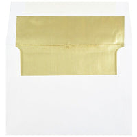 JAM Paper A7 Foil Lined Envelopes, 5.25 x 7.25, White with Gold Lining, 100 Pack (3243663g)-White with gold foil