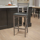 Flash Furniture HERCULES Series Clear Coated Ladder Back Metal Restaurant Barstool - Black Vinyl Seat-Welded Joint Assembly