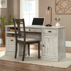 Sauder 59"W Barrister Lane Executive Desk - White Plank-File drawer with full extension slides holds letter-size hanging files to keep all your documents organized