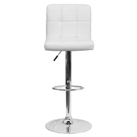 Flash Furniture Contemporary White Quilted Vinyl Adjustable Height Barstool with Chrome Base-Contemporary Style Stool