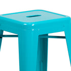 Flash Furniture Commercial Grade 24" High Backless Crystal Teal-Blue Indoor-Outdoor Counter Height Stool-Backless Design
