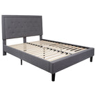 Flash Furniture Roxbury Queen Size Tufted Upholstered Platform Bed - Light Grey Fabric-Panel Headboard