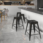 Flash Furniture 24" High Backless Black-Antique Gold Metal Indoor-Outdoor Counter Height Stool with Square Seat-Backless Design