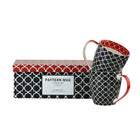 Tannex Pattern Mug Set with Gift Box, Black,  4 Pack, 17oz-Set of 4 Pattern Mugs (17oz) with Gift Box - (2 x Set of two mugs in gift box = 4 mugs total)