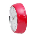 Kiera Grace – Horloge murale rétro, lunette convexe en verre avec contour chromé, 9,5 po, rouge, 4/paquet (HO87516-7MC)-Horloge murale analogique: chaque horloge murale est à commande analogique et est livrée avec des aiguilles des heures, des minutes et des secondes