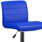 Flash Furniture Contemporary Blue Vinyl Adjustable Height Barstool with Rolled Seat & Chrome Base-CA117 Fire Retardant Foam