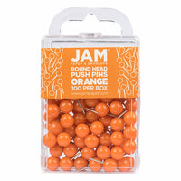 JAM Paper Colorful Push Pins - Round Head Map Thumb Tacks - Orange - 100 Pack-Color: Orange