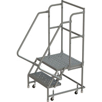 Tri-Arc Manufacturing Deep Top Step Rolling Ladder, Platform Height: 20", No. of Steps: 2-No. of Steps: 2