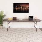 Flash Furniture 30" x 96" Rectangular Mahogany Melamine Laminate Folding Banquet Table-Brown Powder Coated Pedestal Legs
