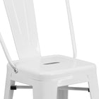 Flash Furniture Commercial Grade 24" High Metal Indoor-Outdoor Counter Height Stool with Back - White-Footrest with Floor Protector Plastic Glides