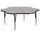 Flash Furniture 60" Flower Grey Thermal Laminate Activity Table - Height Adjustable Short Legs-Flower Shaped Activity Table