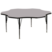 Flash Furniture 60" Flower Grey Thermal Laminate Activity Table - Height Adjustable Short Legs-Flower Shaped Activity Table