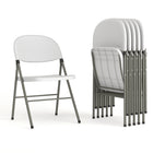 Flash Furniture HERCULES Series White Plastic Folding Chair with Grey Frame - White-330 lb. Weight Capacity