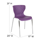 Flash Furniture Lowell Contemporary Design Purple Plastic Stack Chair-Chrome Frame Finish