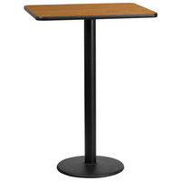 Flash Furniture 24'' x 30'' Rectangular Laminate Table Top, Natural with 18'' Round Bar-Height Table Base (XUNT2430TR18B)-Bar Height Hospitality Table
