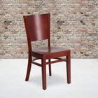 Flash Furniture Lacey Series Solid Back Mahogany Wood Restaurant Chair - 2 Pack-Mortise and Tenon Style Construction with metal wood screw reinforcements